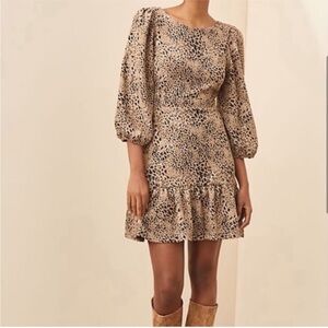 Anthropologie Leopard Print Dress - Black and Tan